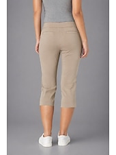 billige Vanlige leggings-Dame Capri-bukser Leggings Elegant Ferie Grunnleggende Kalv lengde Høy Midje Helfarge Komfort Elastisk Daglig Svart Hvit Kakifarget Sommer Vår Bodycon topp