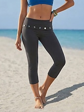 cheap Plain Leggings-Women's Leggings Vacation Capris Medium Waist Comfort High Elasticity Dark-Gray Black Brown Summer Spring Slim Fit