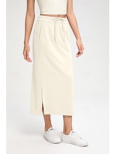 voordelige Actieve Rokken-Dames Tennis- en golfrokken Casual Midi Hoge taille Rokken Rekbaar Fitness Grafietgrijs Gedistilleerde koffie Wit Lente