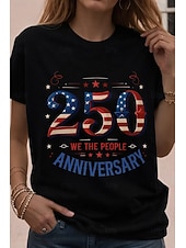 abordables Top jour de l’indépendance-T-shirt graphique pour femme patriote du Jour de l'Indépendance imprimé du drapeau vintage élégant classique col rond manches courtes quotidien weekend blanc été printemps automne