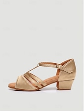 cheap Latin Shoes-Women's Professional Latin Dance Shoes - Gold Satin Low Heel