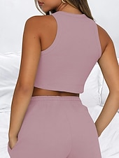 preiswerte Blusenanzüge für Damen-Damen Zweiteilige Sets Tank Top Shorts-Sets Ärmellos Rundhalsausschnitt Einfach Mode Streetwear Lässig Täglich Outdoor Schwarz Hellgrün Rosa Sommer Normale Passform