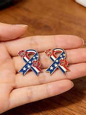 voordelige Accessoires-Damesbrocheset met legering lint en bloemmotief, gouden en zilveren patriottische reversspelden voor de viering van 250 jaar Amerika, Onafhankelijkheidsdag, feestelijke avondkleding en feestelijke