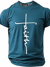 cheap Faith T shirts-Faith Cross Men's Minimalist Christian Spiritual Religious T Shirt Graphic Crew Neck Short Sleeve Church Worship Easter Gift for Believers Designer Clothing Apparel