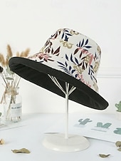 cheap Women's Hats-Women's Bohemian Reversible Polyester Sun Hat, Multi-Color Wide Brim Foldable Beach Bucket Hat for Vacation, Travel, Outdoor Leisure and Everyday Casual Wear