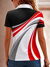 economico T-shirt a righe e geometrico-Per donna Maglietta Cerniera Zip a un quarto Grafico Geometrico Blocco di colori Vintage Tropicale Hawaiano Manica Corta Collo Alto Top Regolari Matrimonio in Spiaggia Quotidiano Sportivo Blu Bianco