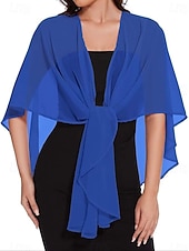 billiga Sjalar-Sjalar Bolero Mammas Wraps Bridal's Wraps Bröllopsgästs wraps Elegant damer Formell Stil Ärmlös Chiffong Brudsjalar Med Ren Färg Till Dagligen Vår &amp; sommar