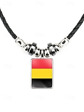 preiswerte Zubehör-Herren-Legierung &amp;Acryl-Halskette mit Anhängern in Nationalflaggen-Optik, verschiedene Ländermotive, lässiger Boho-Stil, perfekt für Fußballfans, Spieltage und Outdoor-Aktivitäten. &amp;Alltagskleidung