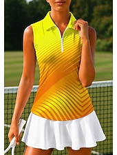 baratos Camisa Feminina-Mulheres Geométrica Tops Camisa Esportiva Camisa polo de caminhada Camisa de tênis Sem Manga Zíper Floral UPF50+ Resistente a UV Elasticidade Alta Pavio Humido Respirável Tênis Golfe Pickleball