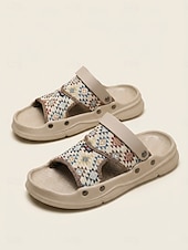 cheap Men-Men's Beige Snakeskin Print Slide Sandals Open-Toe Casual Summer Footwear Lightweight Comfort Shoes for Beach Vacation, Resort Wear, Travel, Poolside Relaxing and Daily Leisure