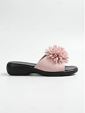 ieftine Sandale tip slide-Sandale galbene plate pentru femei – sandale cu imprimeu floral pentru ieșiri casual, petreceri în grădină și vacanțe de vară