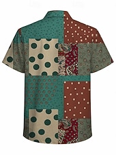  רטרו\וינטאג' היפי שנות ה-70 חולצה שרוולים קצרים היפי רטרו טלאים בוהמי תחפושות בגדי ריקוד גברים פסטיבל מוזיקה מפלגה לבוש יומיומי מבוגרים חולצה אביב קיץ