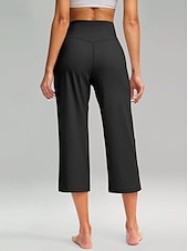 cheap Straight-Leg Pants-Women's Wide Leg Chinos Vacation Classic Style Basic Capris High Waist Plain Pocket Comfy Comfort Soft Stretchy Casual Gym Yoga Apricot Black White Army Green Spring Regular Fit