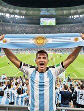 preiswerte Zubehör-Herren-Handtuchschal aus Polyester mit Argentinien-Flagge, weicher Fan-Schal für Fußballspiele, Stadionveranstaltungen, Sportübertragungen und den Alltag.