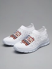  Sneakers knit slip-on per donna per il 250° Anniversario degli Stati Uniti - Scarpe da passeggio leggere e traspiranti stile casual patriottico per parate Giorno dell'Indipendenza viaggi e uso