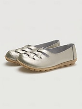 economico Ballerine da donna-Scarpe slip-on da donna gialle intrecciate con intagli, comode scarpe basse casual con suola morbida, calzature traspiranti per camminare in vacanza &amp; quotidiano