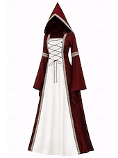 abordables Vestido-Medieval Renacimiento Vestidos Disfraz de lujo Bruja Vikingo Disfraz Mujer Celta Fantasía Víspera de Todos los Santos Carnaval Rendimiento LARP Feria Ren Adulto Vestido