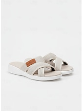 economico Sandali Comodi-sandali infradito da donna con cinturini incrociati in rete – stile comodo e casual per passeggiate in giardino, picnic e commissioni quotidiane