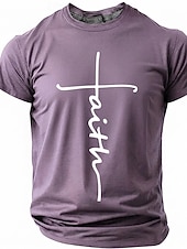 cheap Faith T shirts-Faith Cross Men's Minimalist Christian Spiritual Religious T Shirt Graphic Crew Neck Short Sleeve Church Worship Easter Gift for Believers Designer Clothing Apparel