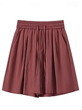 economico Pantaloncini Bermuda-Per donna Bermuda Shorts Pantaloncini Estivi Shorts da Spiaggia Vacanza Moda Casual Quotidiano Lunghezza al ginocchio Vita Alta Tinta unica Semplice Coulisse Tasca Fascia Elastica Comodità Leggero