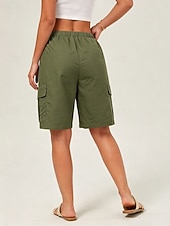 ieftine Bermude-Pentru femei Bermude Pantaloni Scurți Cargo chinez Pantaloni Scurți Vacanță Șic Stradă De Bază Scurt Talie medie Simplu Cordon Buzunar Comfortabil Respirabil Inelastic Zilnic În aer liber Vacanță Gri