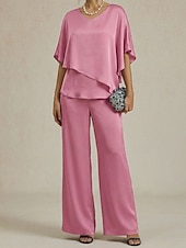  Pentru femei Bluză Seturi de pantaloni Pantaloni cu picioare largi Lungime Manșon 3/4 În V Culoare solidă Simplu Bufantă Modă Șic Stradă Zilnic Casual Zilnic Vacanță Roz Îmbujorat Mov Kaki Primăvara