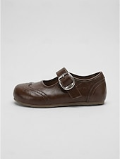 economico Ballerine da donna-Scarpe basse Mary Jane brogue retrò da donna marroni - comode scarpe a punta tonda con cinturino con fibbia &amp;Dettaglio a punta d'ala per l'ufficio quotidiano e le passeggiate casual &amp;stile accademico