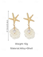 お買い得  レディースイヤリング-女性用ボヘミアンスタイルの合金製シェルイヤリング、コンクシェルペンダント、ビーチでの休暇や普段使いに最適、軽量でトレンディな女性用ジュエリー