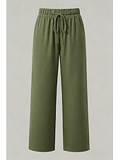 abordables Pantalones de pierna recta-Mujer Pantalones Rectos Vacaciones Básico Longitud total Media cintura Comodidad Rígido Diario Negro Caqui Beige Café Verano Primavera Otoño