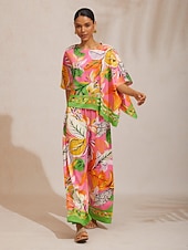 olcso ingek, felsők és blúzok-vad hibiszkusz álom selymes szatén dolman ujjú felső