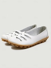 economico Ballerine da donna-Scarpe slip-on da donna gialle intrecciate con intagli, comode scarpe basse casual con suola morbida, calzature traspiranti per camminare in vacanza &amp; quotidiano