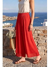 economico gamba larga e vita alta-Per donna Gamba larga Pantaloni Vacanza Streetwear Leggero Lunghezza intera Vita Alta Semplice Elastico in vita Taglio alto Comodità Traspirabilità Confortevole Elasticizzato All'aperto Vacanza