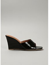 baratos Chinelos de slide-sandálias femininas pretas com estampa de crocodilo, bico aberto e salto quadrado, para passeios casuais de verão e looks chiques para o escritório