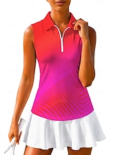 baratos Camisa Feminina-Mulheres Geométrica Tops Camisa Esportiva Camisa polo de caminhada Camisa de tênis Sem Manga Zíper Floral UPF50+ Resistente a UV Elasticidade Alta Pavio Humido Respirável Tênis Golfe Pickleball