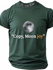 preiswerte Magliette divertenti da uomo-Men's "Copy, Moon joy" Full Moon Graphic T Shirt Short Sleeve Crew Neck Astronomy Space Lover Sarcastic Humor Quote Teal Blue Relaxed Fit Birthday Gift Designer Clothing Apparel