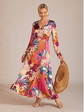 billiga tryck avslappnad klänning-blommig maxiklänning med spets