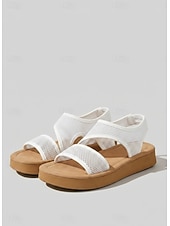abordables Sandalias Planas-Sandalias de plataforma de malla transpirable para mujer: sandalias ligeras e informales de verano, cómodas y de punta abierta, ideales para caminar, viajar, ir a la playa, al jardín y para el uso
