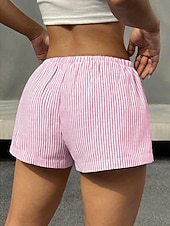 economico Pantaloncini Bermuda-Per donna Chinos Shorts Vacanza Moda Streetwear Corto Vita Alta Semplice A righe Fascia Elastica Comodo Comodità Morbido Micro-elastico Quotidiano All'aperto Streetwear Blu Nero Bianco Rosa Estate