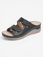 abordables Comfort Sandals-Women's Light Brown Arch Support Comfort Sandals – Double Adjustable Strap Slide Slippers, Soft Cushioned Slip-On Shoes for Home, Travel &amp; Everyday Use