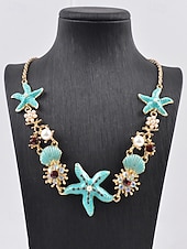 Χαμηλού Κόστους Γυναικείο Κολιέ-Γυναικείο κολιέ και βραχιόλι με μπλε και άσπρο αστερία από κράμα μποέμ, κοσμήματα διακοπών στην παραλία για ταξίδια, στυλ θέρετρου και καθημερινή casual ένδυση