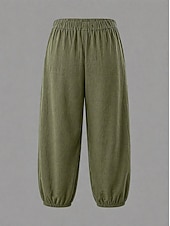 Χαμηλού Κόστους Πολυτελή Παντελόνια-γυναικείο παντελόνι κάπρι από 100% βαμβάκι καλοκαιρινό παντελόνι casual άνεση καθαρό χρώμα τσέπη ελαστική μέση παντελόνι διακοπές σπίτι καθημερινό μαύρο άσπρο πράσινο στρατού σκούρο μπλε μπλε καλοκαίρι άνοιξη φθινόπωρο