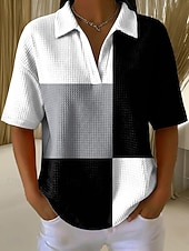  Damen Sommeroberteile Grafik Geometrisch Elegant Vintage Ärmellos Kurzarm Hemdkragen Normale Oberteile Lässig Täglich Schwarz Gelb Violett Purpur Orange Sommer Frühling