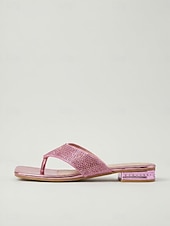 Χαμηλού Κόστους Σανδάλια Slide-Γυναικεία ροζ φλατ σανδάλια με στρας, βραδινές παντόφλες με ανοιχτή μύτη για δείπνο σε θέρετρο, διακοπές &amp;καλοκαιρινές εκδηλώσεις για πάρτι