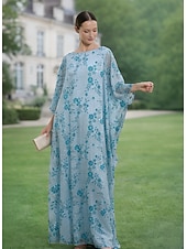 economico Lunghezza del pavimento-Linea ad A Abito Lunghezza al pavimento Abito da invitata a nozze Abito Formale Abito da sera Abito da cerimonia per signora Mezza Manica Scollo a Barca Elegante Semplice Abbellito Formale Chiffon