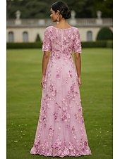 economico Lunghezza del pavimento-Linea ad A Abito Lunghezza al pavimento Vestito maxi Vestito da Festa Abito da Cocktail Abito da cerimonia per signora Manica Corta Scollo a V Elegante Vintage Lussuoso Formale Ospite di nozze Derby