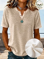  Per donna Camicia Blusa con texture Top estivi Semplice Elegante Classico Manica Corta Scollo a V Top lunghi Casuale Beige chiaro Verde chiaro Viola chiaro Estate Primavera