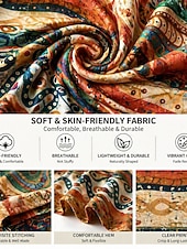 billige Boho t-skjorte-Dame T skjorte Trykt mønster Grafisk Geometrisk Stamme Stilfull Fritid Kortermet V-hals Vanlige topper Avslappet Daglig Gul Lilla Oransje Brun Sommer Vår