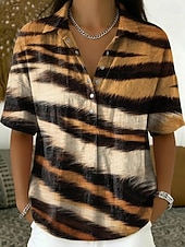 cheap Art&amp;Design Blouses-Women's Shirt Solid Color Elegant Bohemia Vacation Short Sleeve Long Tops Casual Daily Holiday Blue White and Pink Light Brown Purple Orange Summer Spring