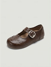 economico Ballerine da donna-Scarpe basse Mary Jane brogue retrò da donna marroni - comode scarpe a punta tonda con cinturino con fibbia &amp;Dettaglio a punta d'ala per l'ufficio quotidiano e le passeggiate casual &amp;stile accademico