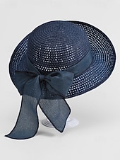 preiswerte Hüte für Damen-Damen-Sonnenhut im Boho-Stil, faltbarer Strohhut mit breiter Krempe und Schleife in verschiedenen Farben für Strandurlaub, Freizeit, Reisen und Sommerurlaub im Resort.